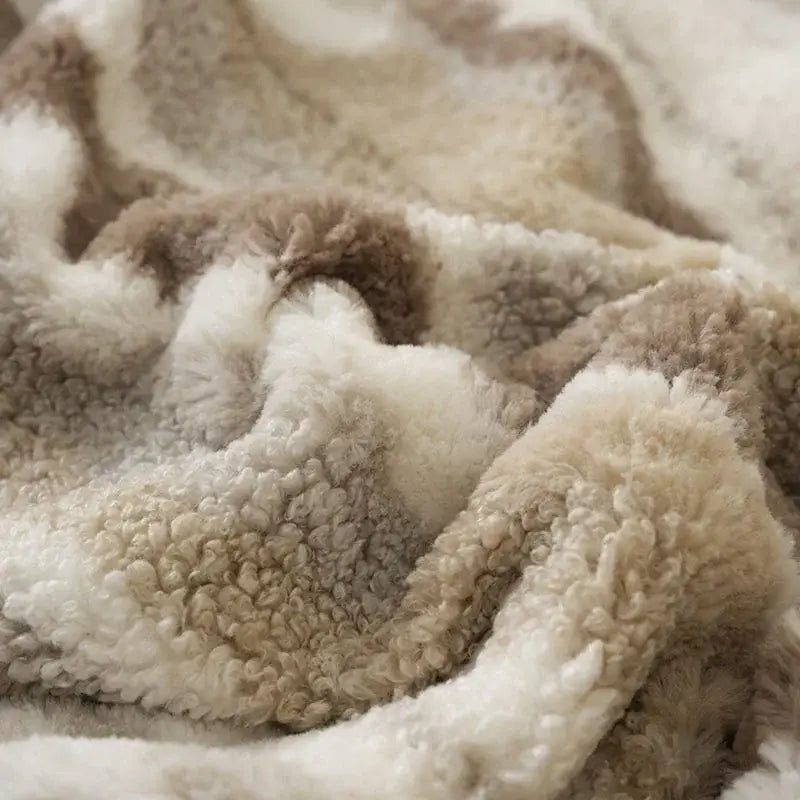 Beige Faux Rabbit Throw