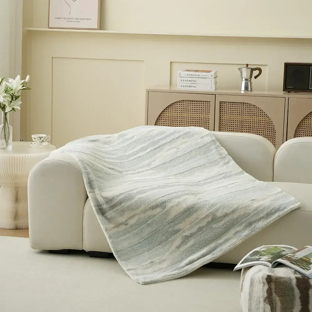 Beige Faux Rabbit Throw