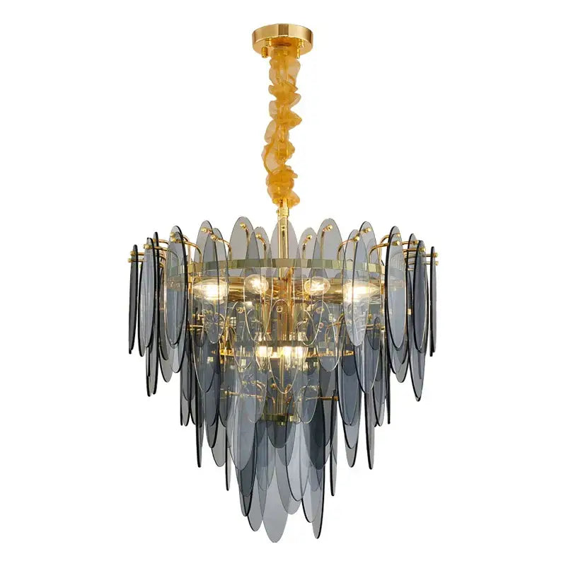 Amber Gold Glass Chandelier