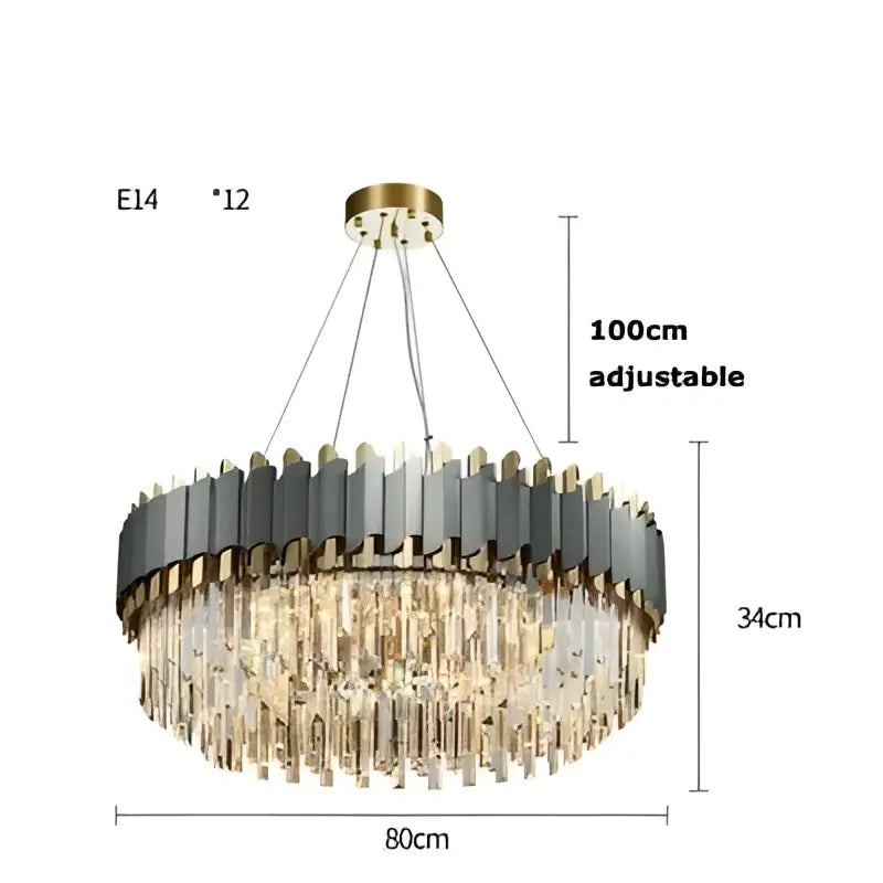 Gray Gold Crystal Chandelier