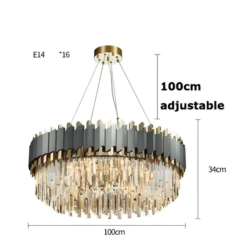 Gray Gold Crystal Chandelier