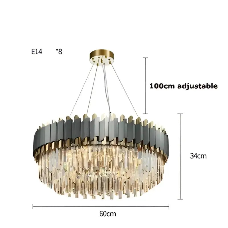 Gray Gold Crystal Chandelier