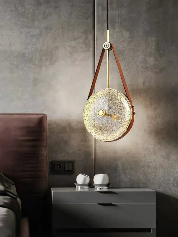 Woven Glass Pendant Light Art Deco Brass Dining Room