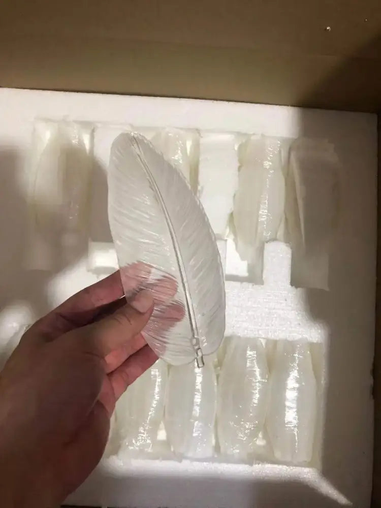 White Glass Feather Chandelier