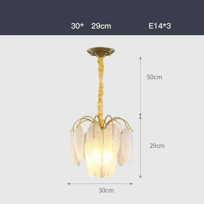White Glass Feather Chandelier