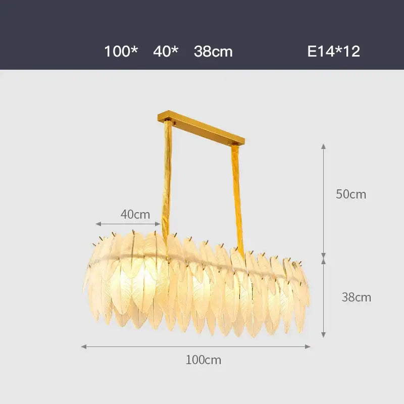 White Glass Feather Chandelier