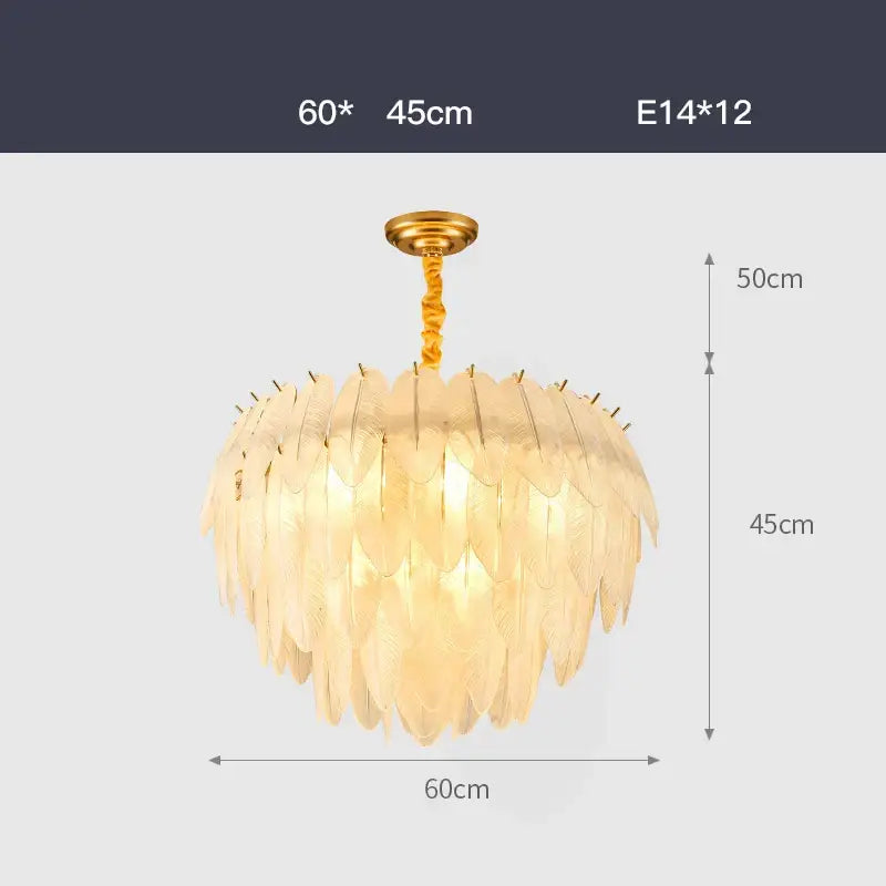 White Glass Feather Chandelier