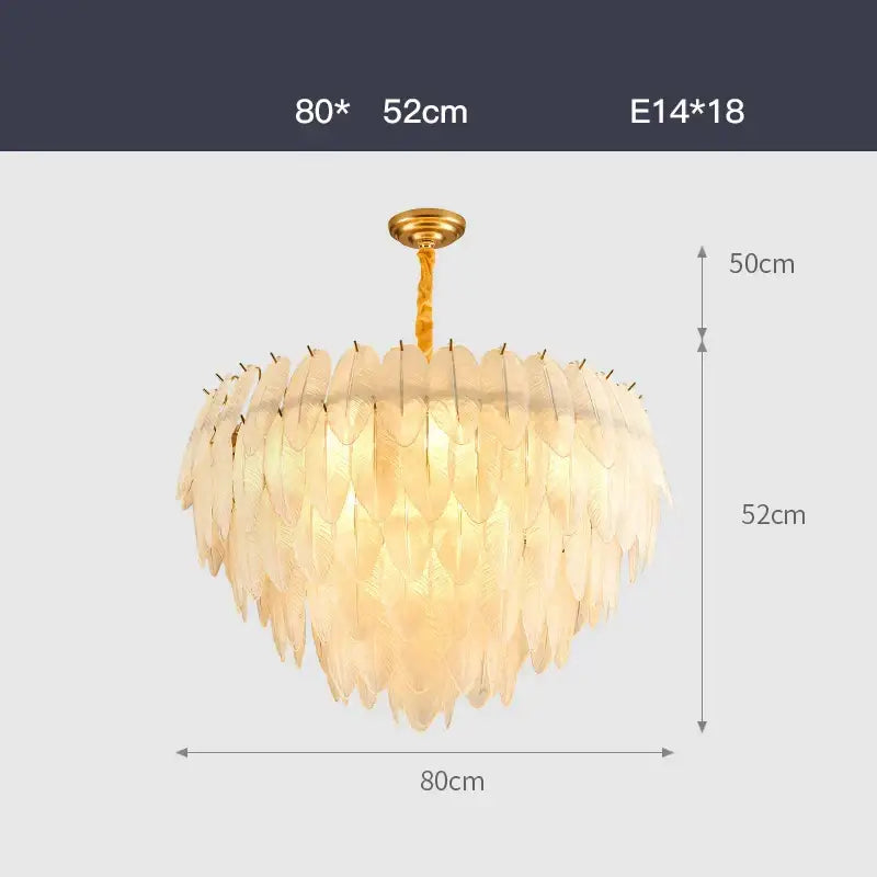 White Glass Feather Chandelier