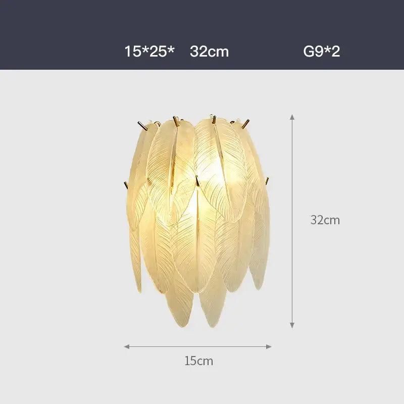 White Glass Feather Chandelier