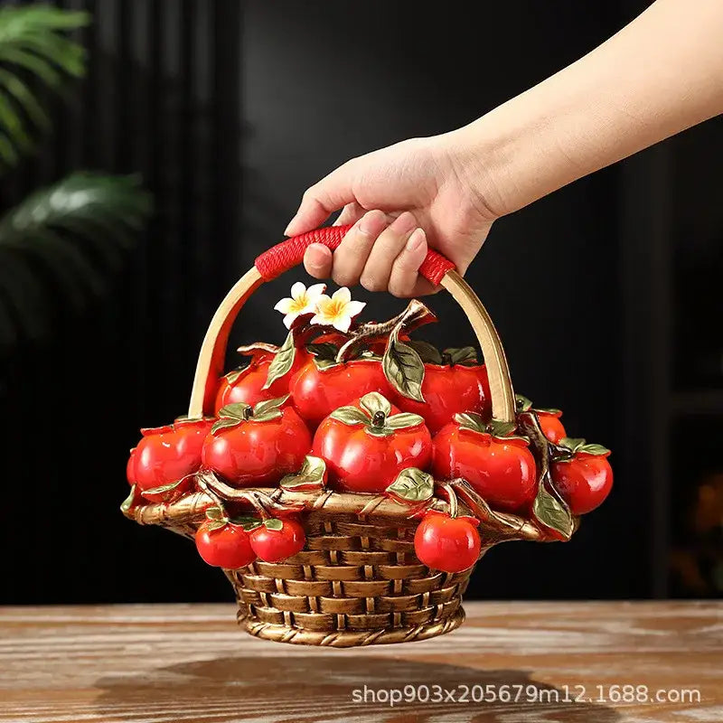 Gold Red Ceramic Fruit Bowl