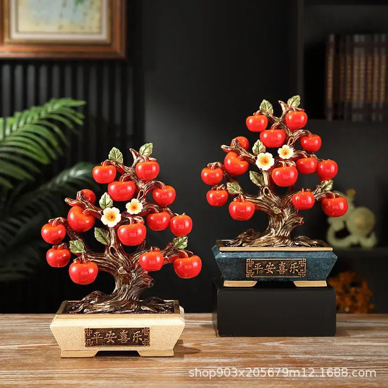 Gold Red Ceramic Fruit Bowl