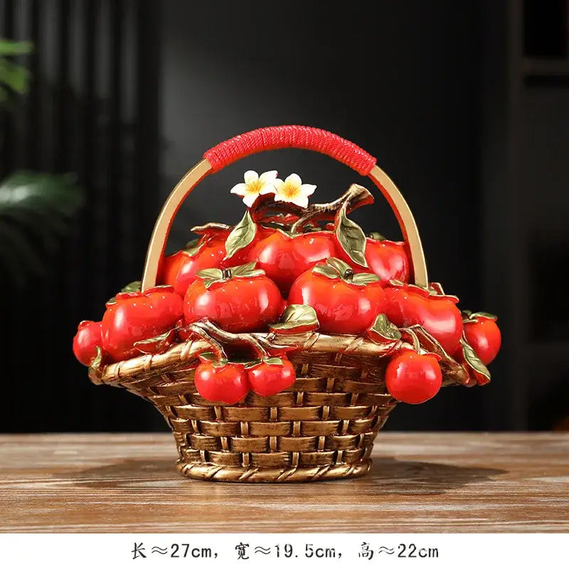 Gold Red Ceramic Fruit Bowl