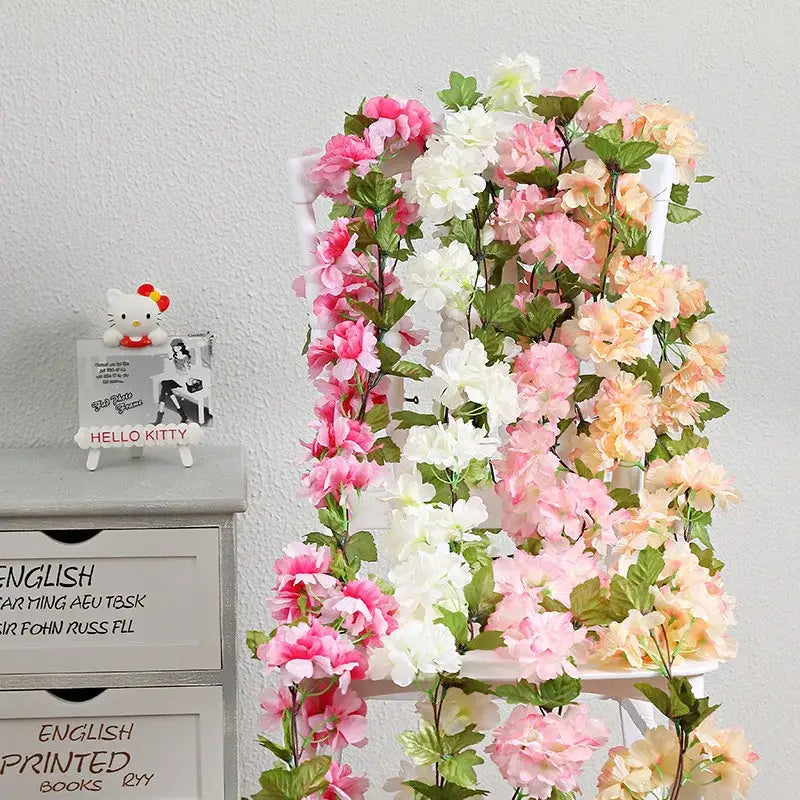 Pink Sakura Flower Vine Silk 240cm