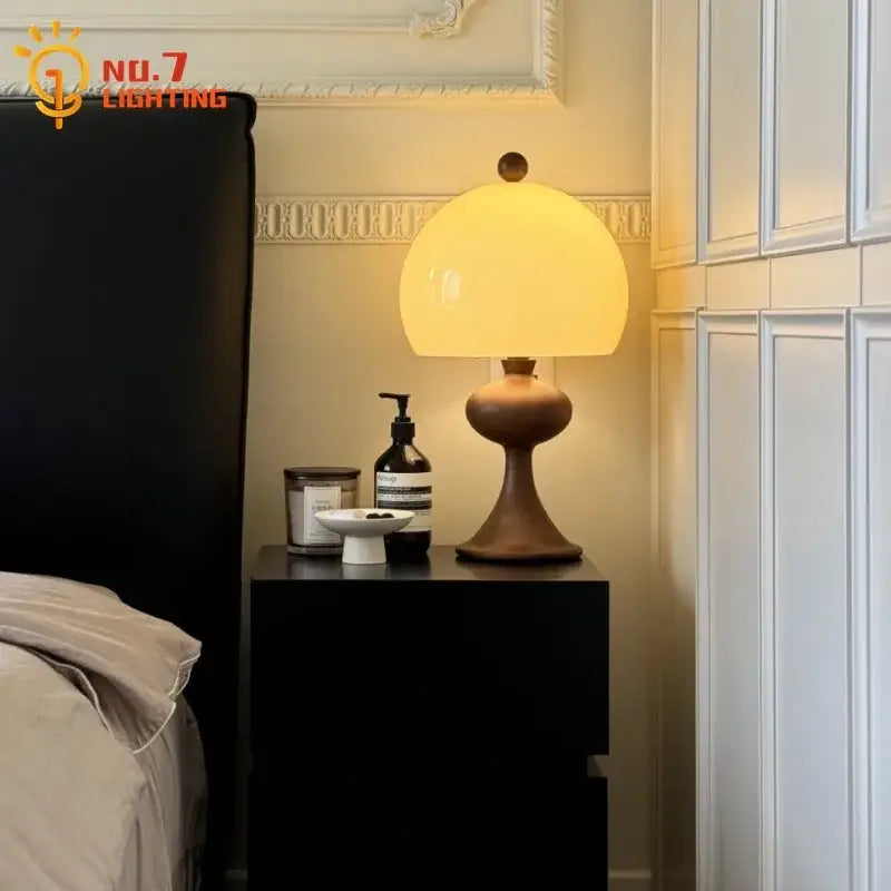 Amber Wood Table Lamp
