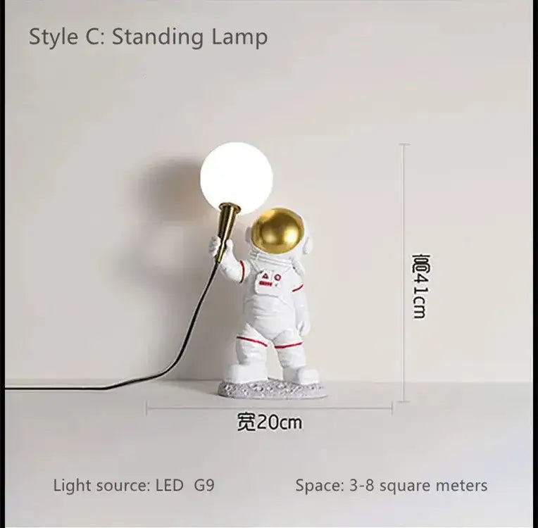White Gold Astronaut Lamp