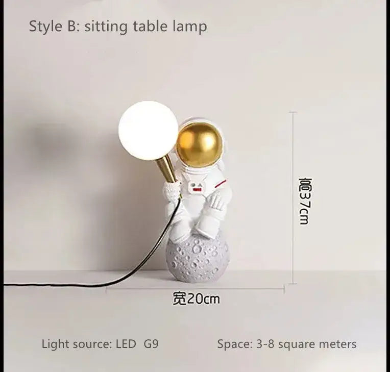 White Gold Astronaut Lamp