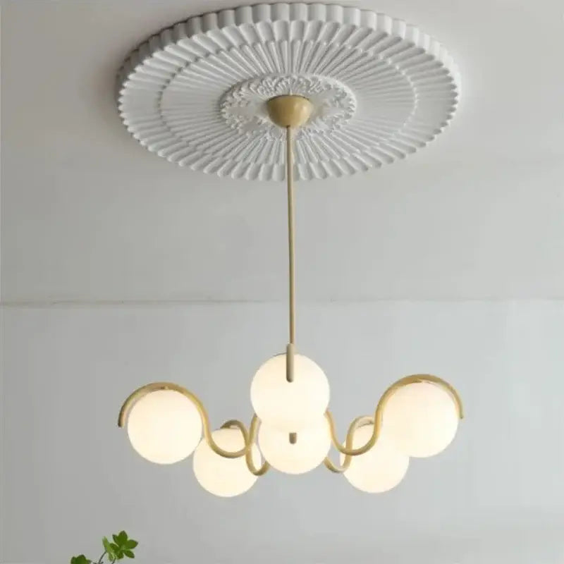 Gold Frosted Glass Pendant Nordic Cream