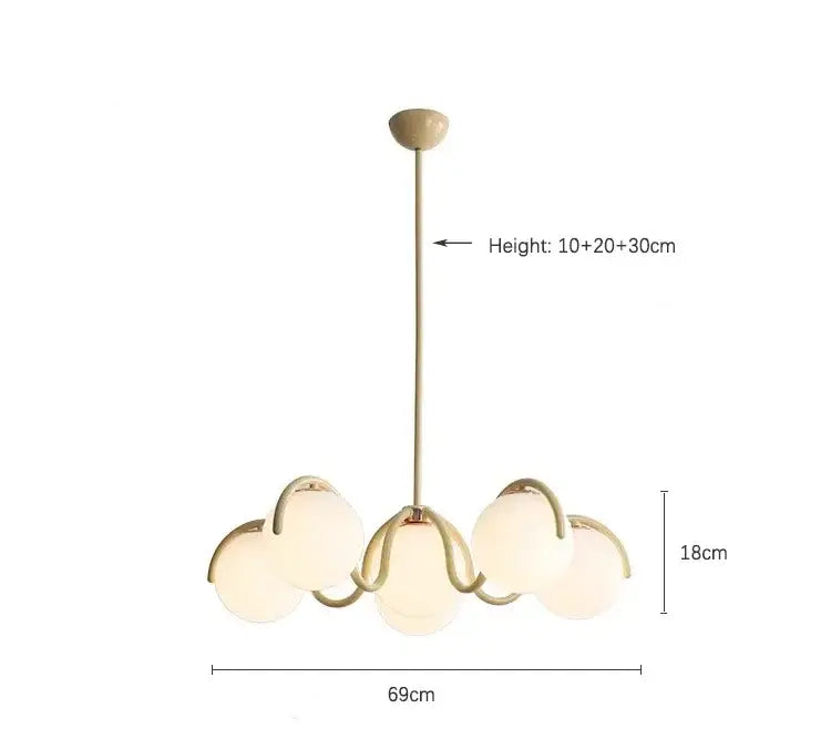 Gold Frosted Glass Pendant Nordic Cream