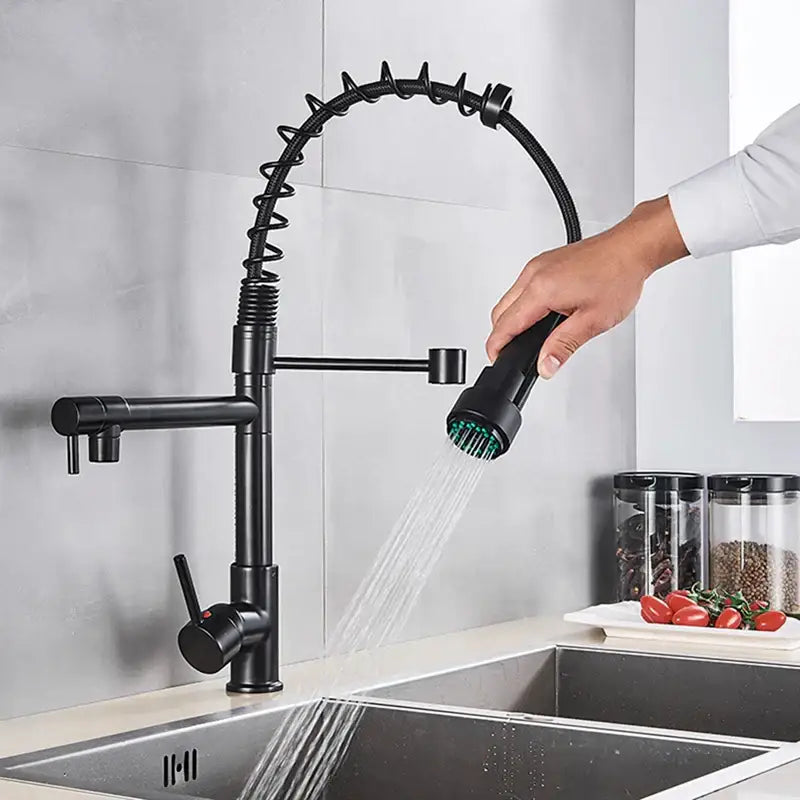 Black Brass Dual Spout Faucet