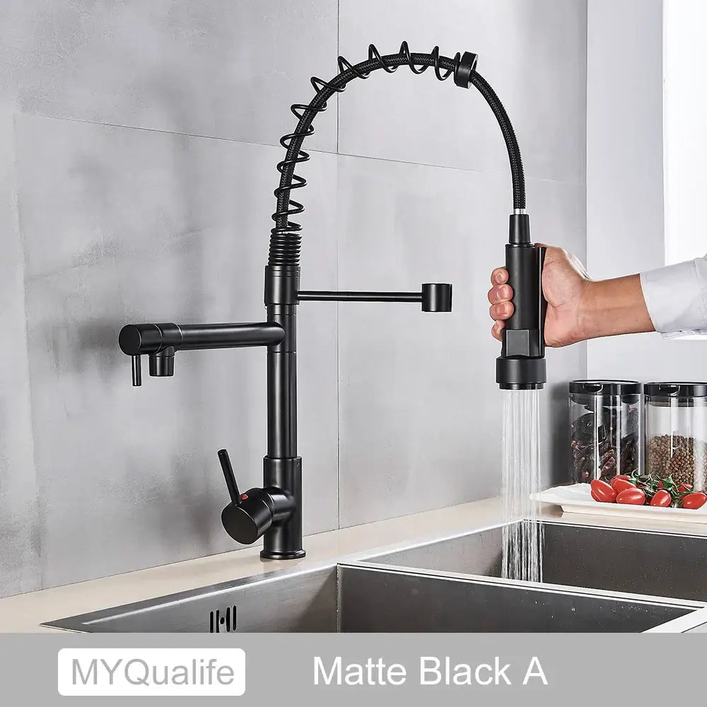 Black Brass Dual Spout Faucet