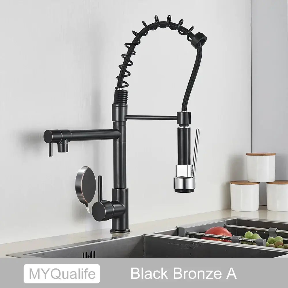 Black Brass Dual Spout Faucet