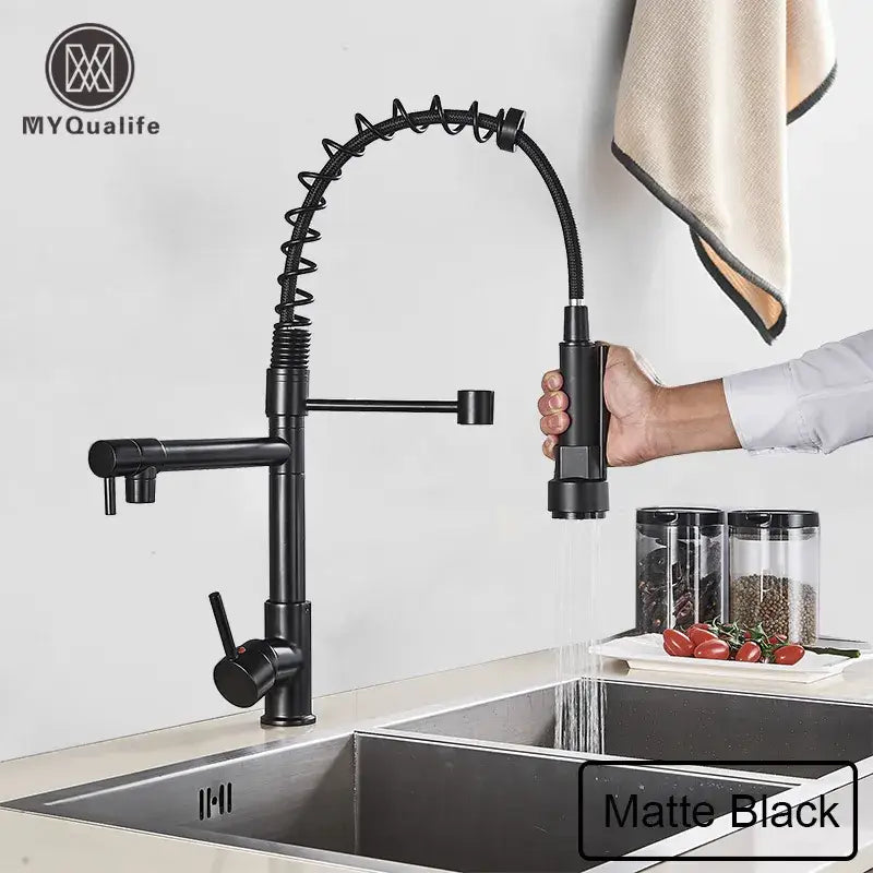 Black Brass Dual Spout Faucet