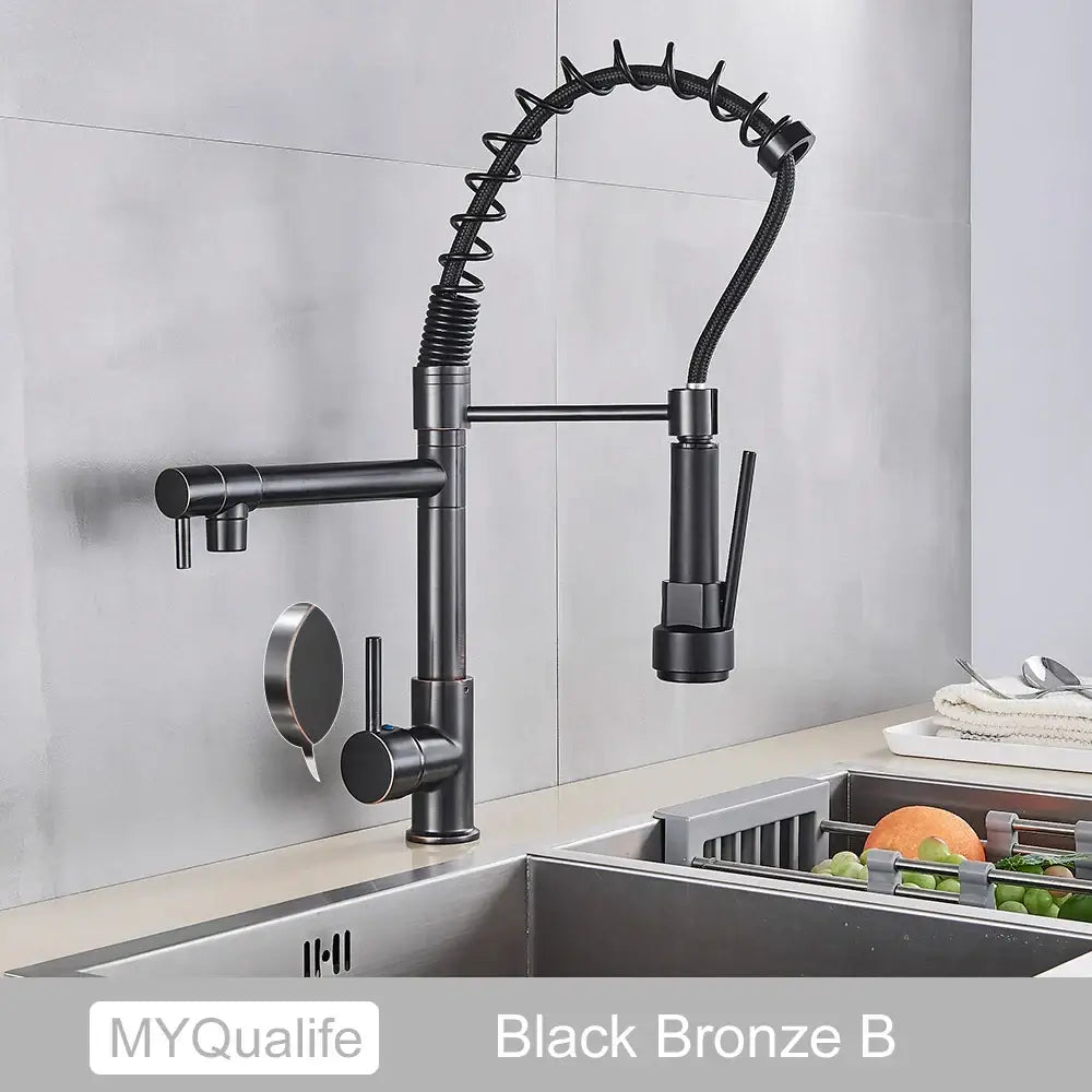 Black Brass Dual Spout Faucet