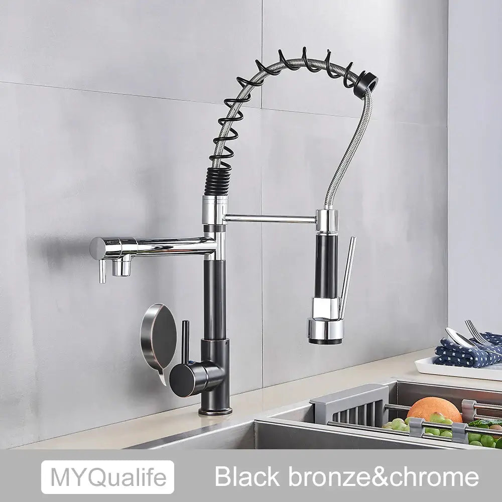 Black Brass Dual Spout Faucet