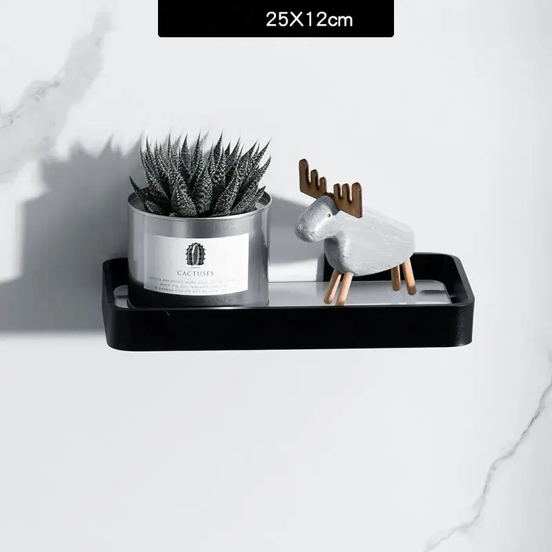Black Glass Bathroom Shelf 50cm Wall-Mounted