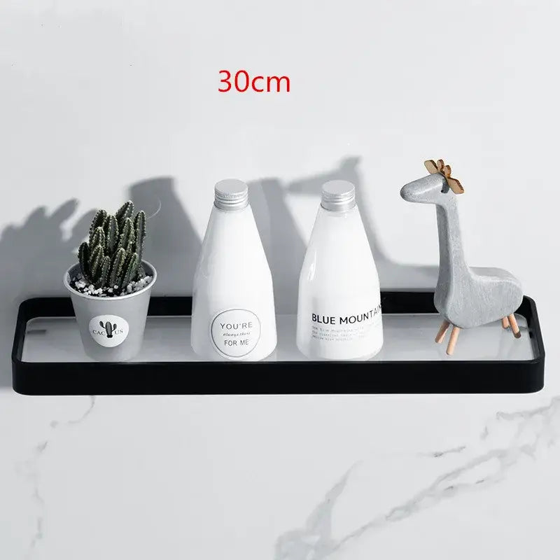 Black Glass Bathroom Shelf 50cm Wall-Mounted
