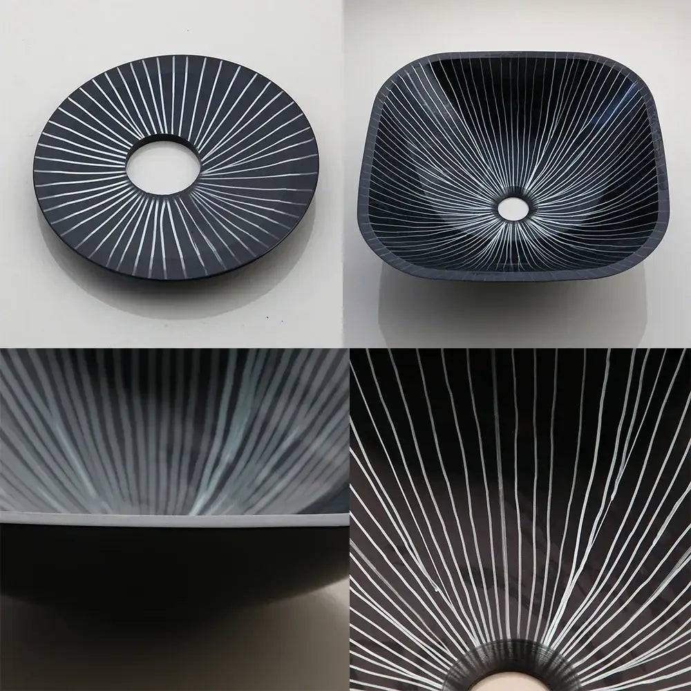 Black Glass Sink Set