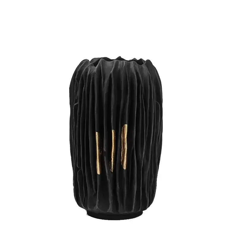 Black Gold Abstract Vase Crease Texture