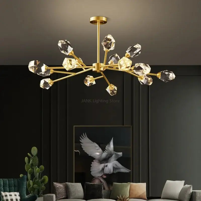 Black Gold Crystal Chandelier 18-Light Wall Ceiling