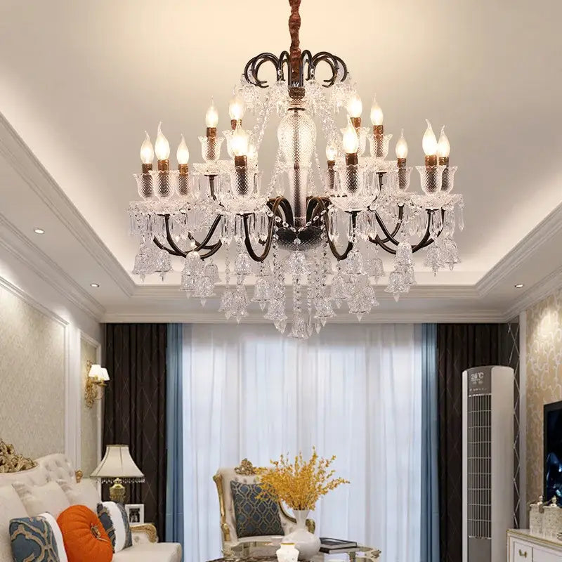Black Gold Crystal Chandelier 18-Light Design