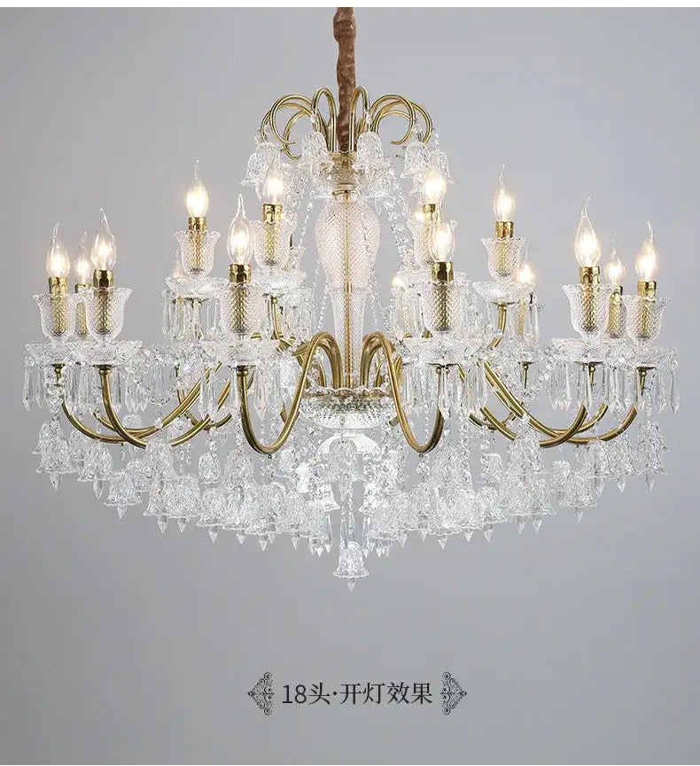 Black Gold Crystal Chandelier 18-Light Design