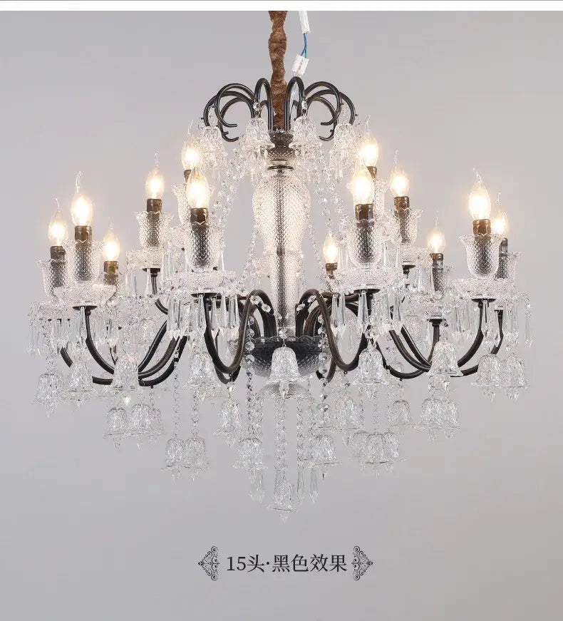 Black Gold Crystal Chandelier 18-Light Design