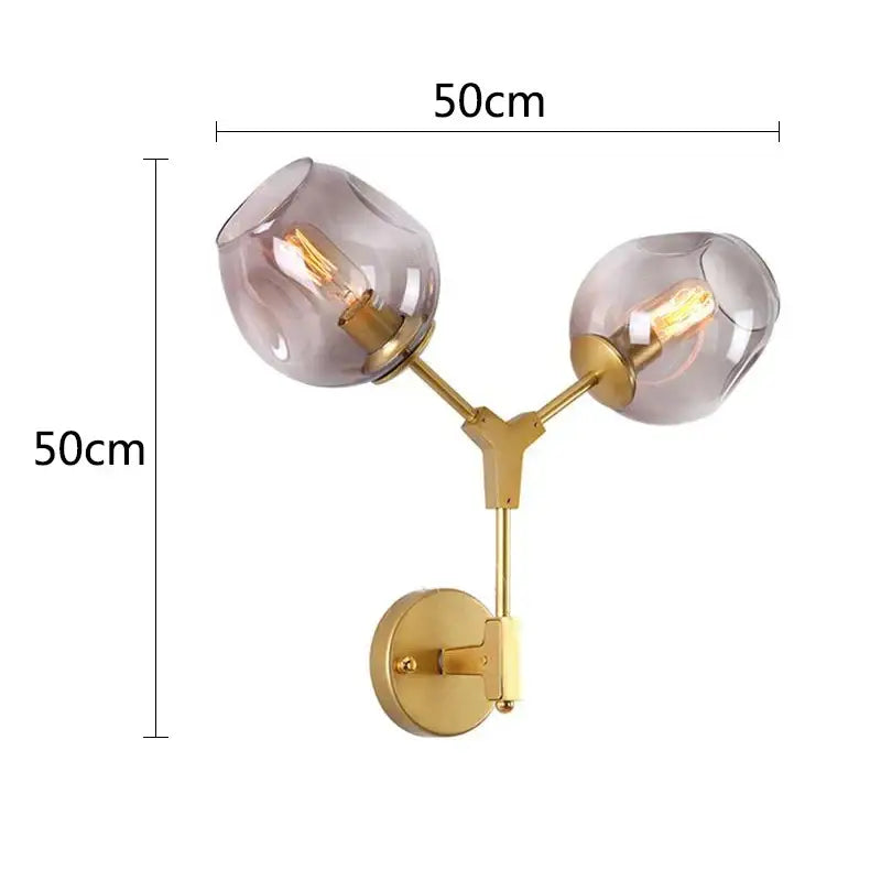 Gold Frosted Glass 2-Head Globe Sconce