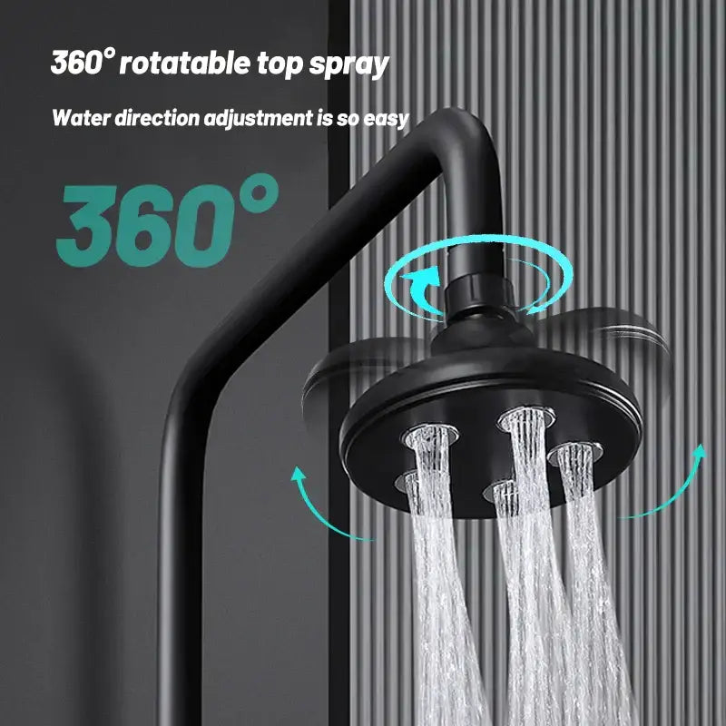 Black Rotatable Rainshower Head