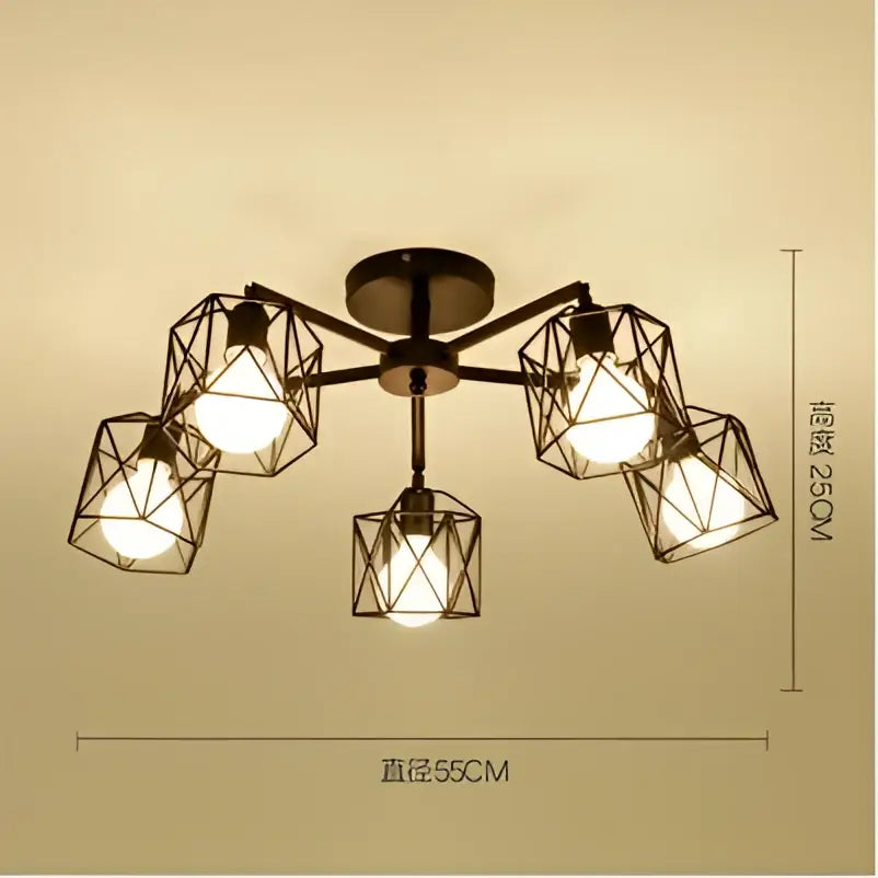 Black Iron Cage Spider Chandelier 8-Head