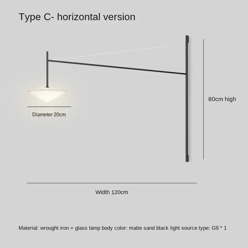 Black Iron Long Wall Lamp