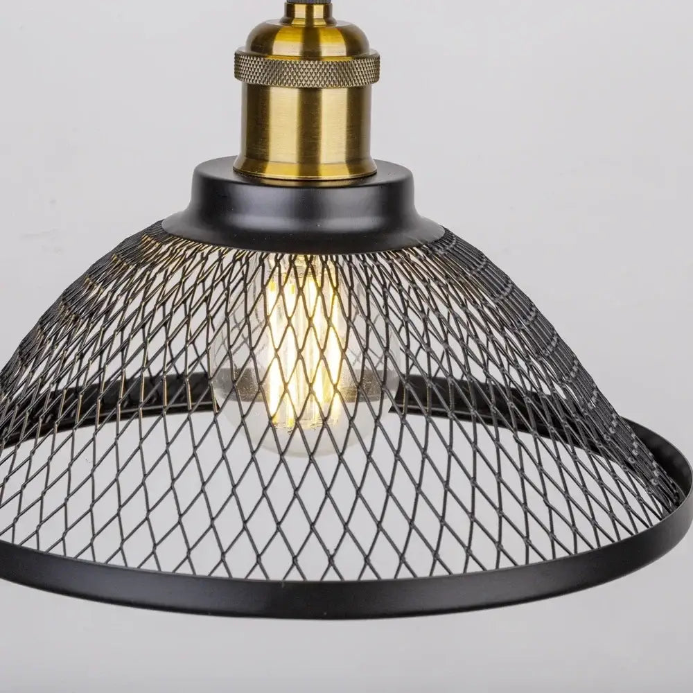 Black Iron Cage Pendant 30cm Gold Net