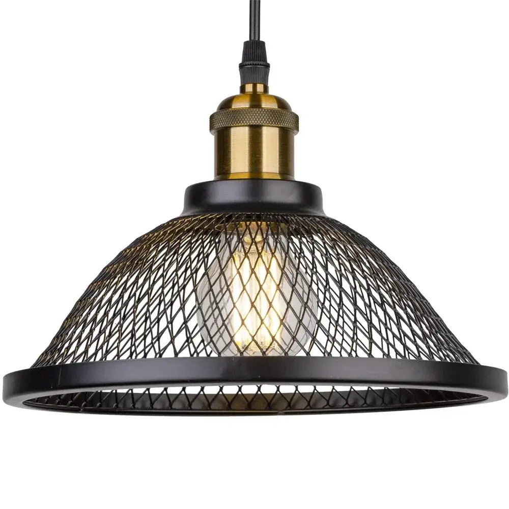 Black Iron Cage Pendant 30cm Gold Net