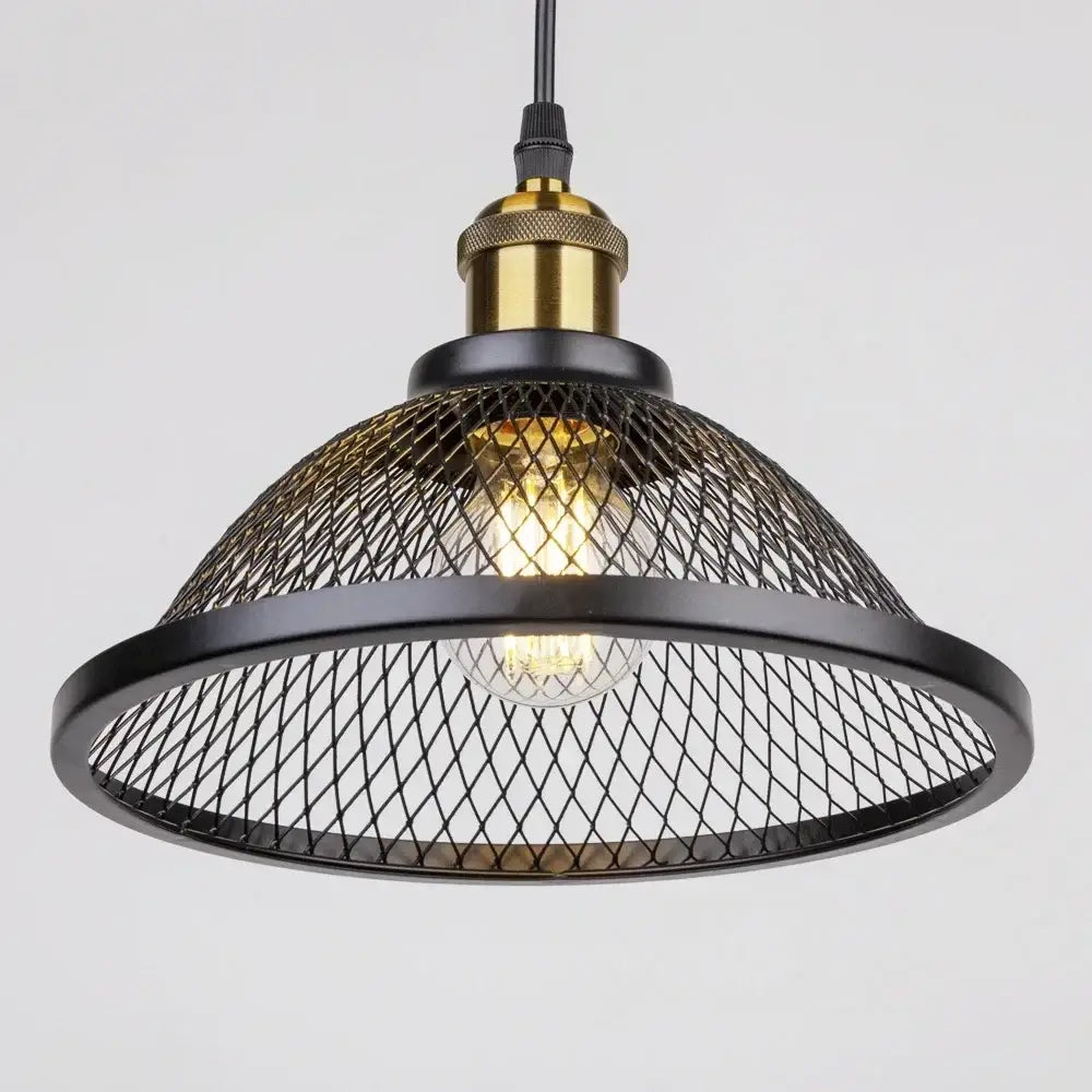 Black Iron Cage Pendant 30cm Gold Net
