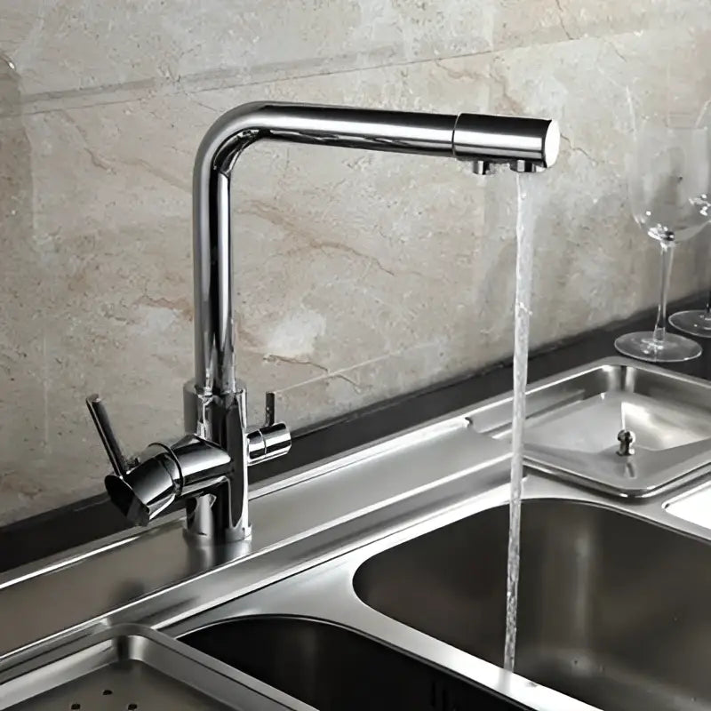 Black Brass Dual Handle Kitchen Faucet