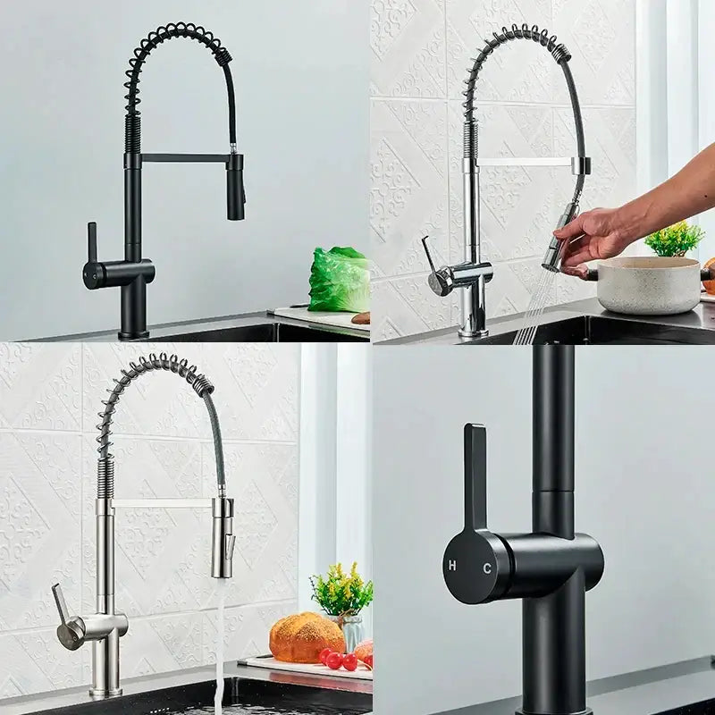 Black Coiled Sprayer Faucet