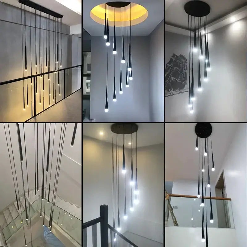 Black LED Ceiling Chandelier 19-Light