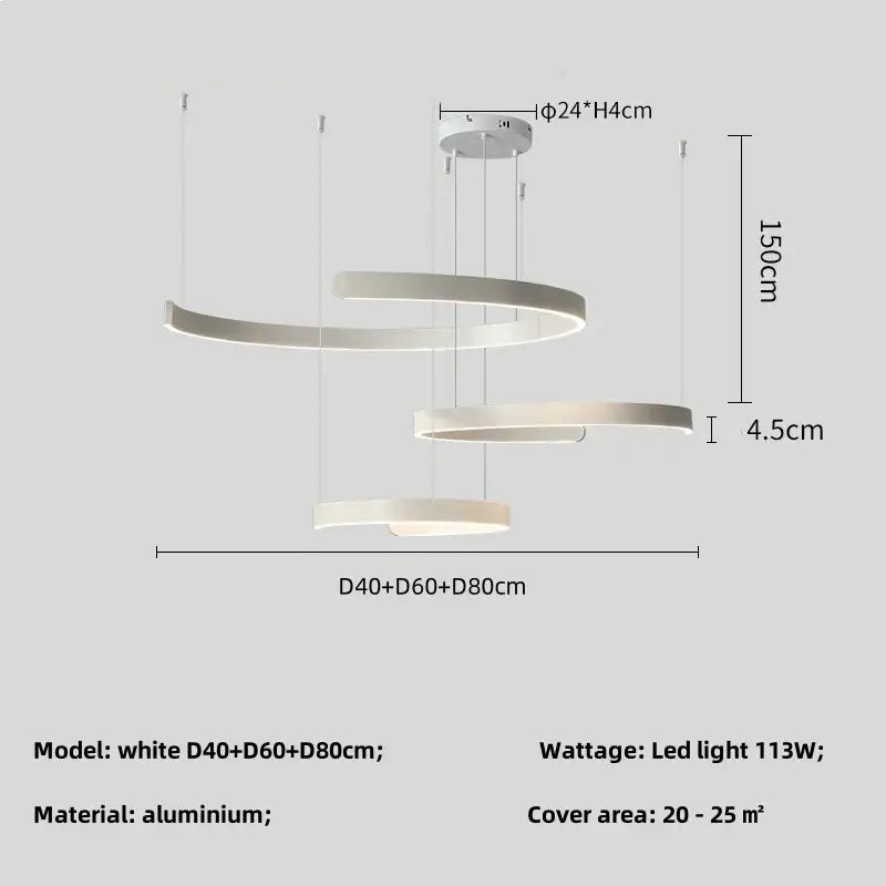 Black LED Chandelier Pendant 80cm Foyer
