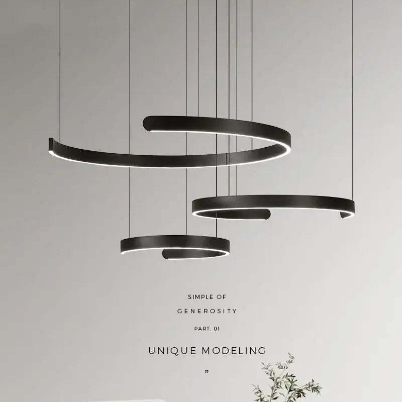 Black LED Chandelier Pendant 80cm Foyer