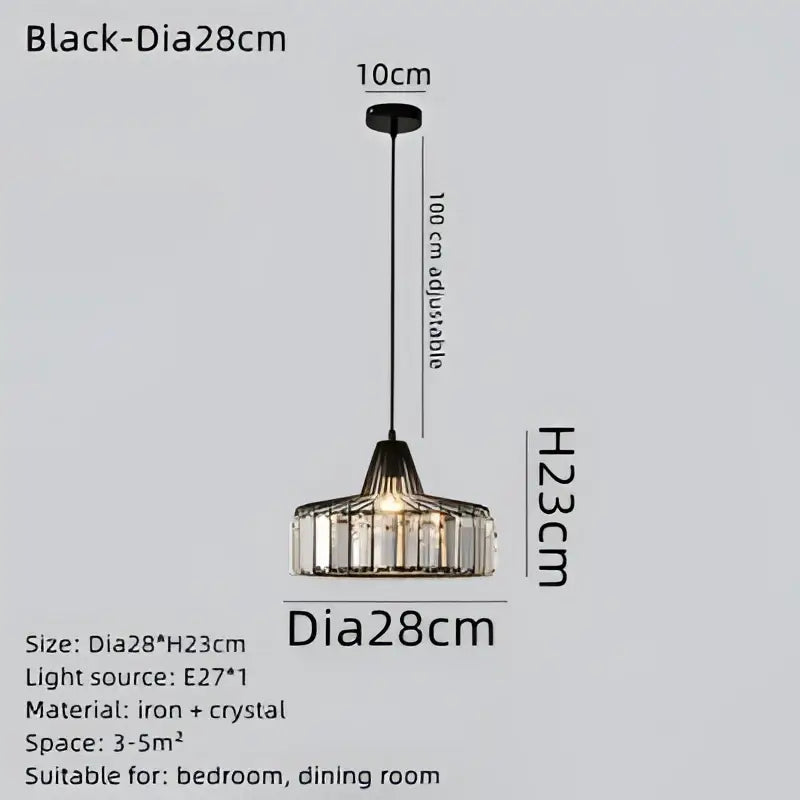 Black Gold Crystal Pendant Chandelier 35cm