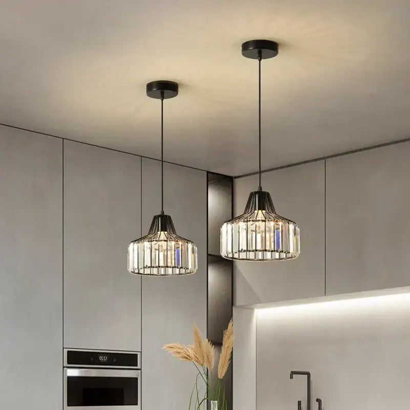 Black Gold Crystal Pendant Chandelier 35cm